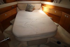 Good size island double in the forward cabin